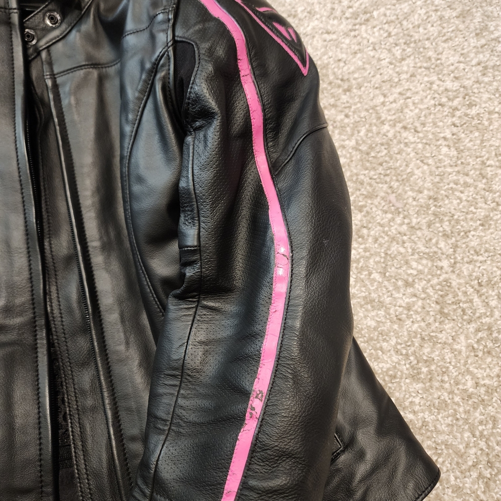 Dainese Women's Black Leather Jacket with Pink Accents - Picture 4 of 12